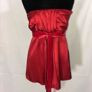 Red Satin Banana Republic Strapless Top